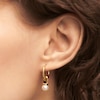 Thumbnail Image 5 of PDPAOLA™ at Zales 6.5mm Freshwater Cultured Pearl Dangle Hoop Earrings in Sterling Silver with 18K Gold Plate