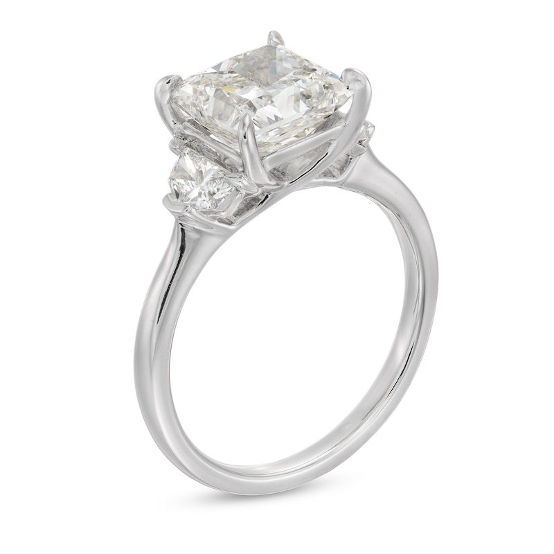 Main Image 3 of 3-1/2 CT. T.W. Princess and Epaulette-Cut Certified Lab-Grown Diamond Three Stone Engagement Ring in 14K White Gold