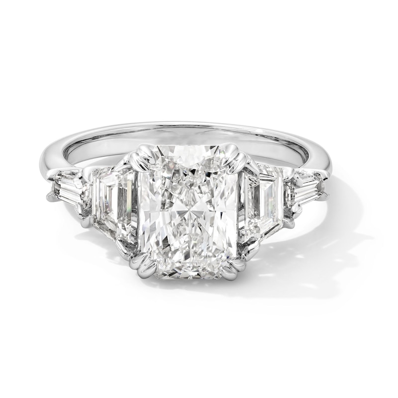 Main Image 1 of 3 CT. T.W. Radiant and Trapezoid-Cut Certified Lab-Grown Diamond Collar Engagement Ring in 14K White Gold (F/VS2)