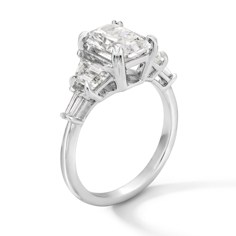 Main Image 3 of 3 CT. T.W. Radiant and Trapezoid-Cut Certified Lab-Grown Diamond Collar Engagement Ring in 14K White Gold (F/VS2)