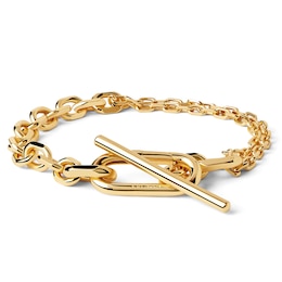 PDPAOLA™ at Zales Single and Double Chain Toggle Bracelet in Brass with 18K Gold Plate - 8"