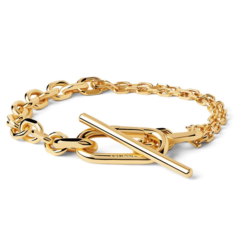 Main Image 1 of PDPAOLA™ at Zales Single and Double Chain Toggle Bracelet in Brass with 18K Gold Plate - 8"