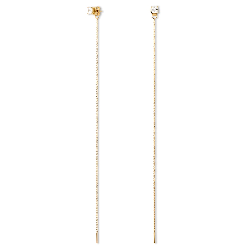 Main Image 1 of PDPAOLA™ at Zales Princess-Cut Cubic Zirconia Linear Chain Drop Earrings in Sterling Silver with 18K Gold Plate