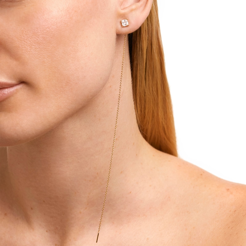 Main Image 2 of PDPAOLA™ at Zales Princess-Cut Cubic Zirconia Linear Chain Drop Earrings in Sterling Silver with 18K Gold Plate