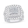 Thumbnail Image 1 of 4 CT. T.W. Princess-Cut Multi-Diamond Double Cushion Frame Multi-Row Engagement Ring in 10K White Gold