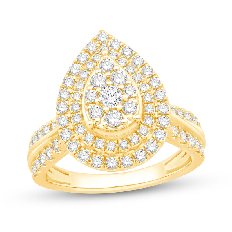 Main Image 1 of 1 CT. T.W. Pear-Shaped Multi-Diamond Double Frame Engagement Ring in 10K Gold