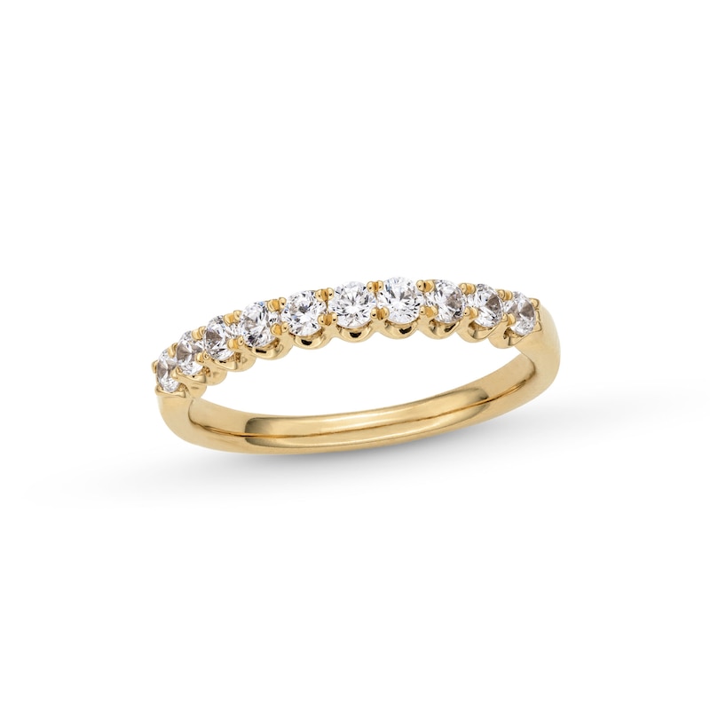 Main Image 1 of 1/2 CT. T.W. Diamond Ten Stone Scallop Edge Anniversary Band in 14K Gold