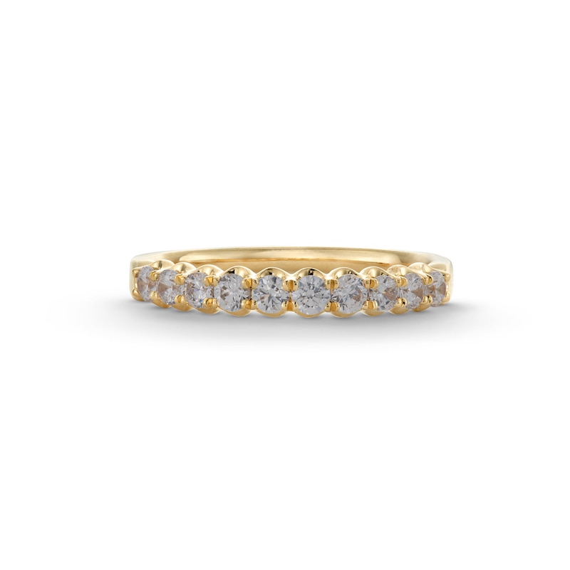 Main Image 4 of 1/2 CT. T.W. Diamond Ten Stone Scallop Edge Anniversary Band in 14K Gold