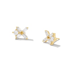 Zales x Nungu 1 CT. T.W. Baguette and Round Diamond "XO" Stud Earrings in 14K Gold