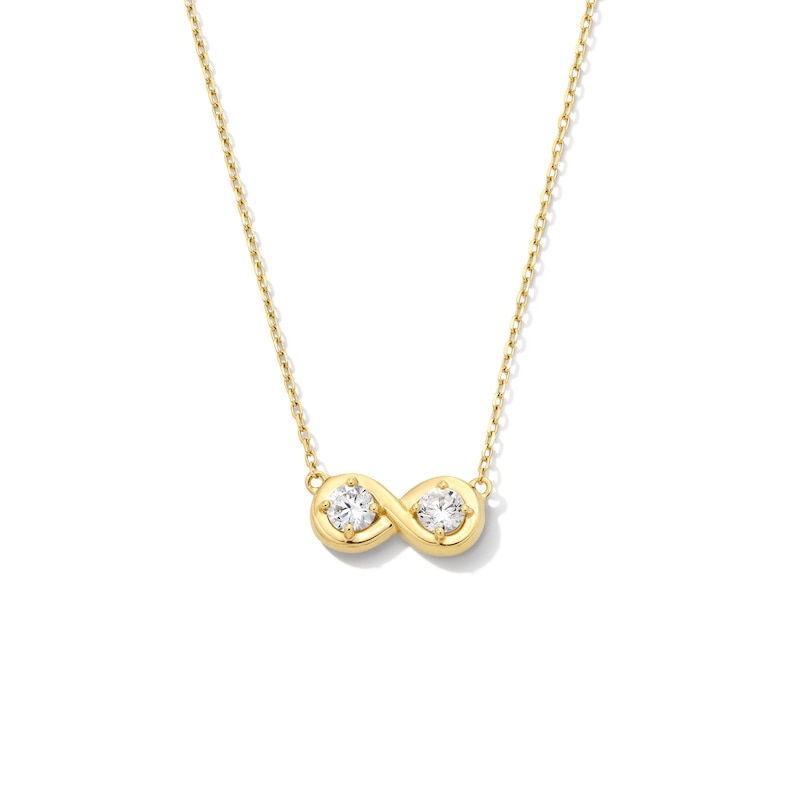 Main Image 1 of Zales x Nungu 3/8 CT. T.W. Diamond Infinity Necklace in 14K Gold