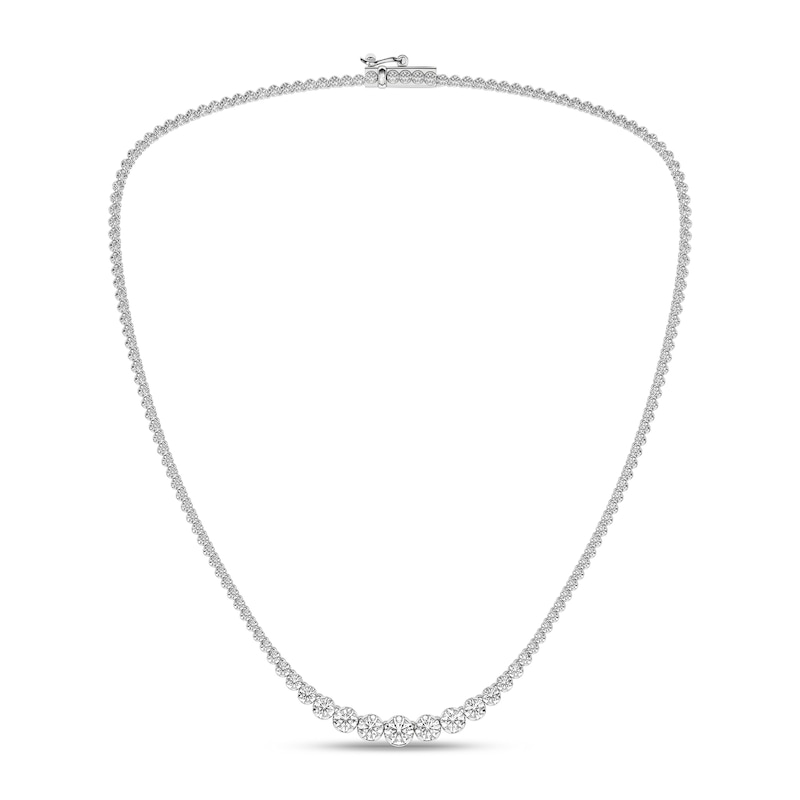 Main Image 1 of 5 CT. T.W. Lab-Grown Diamond Graduated Riviera Necklace in 14K White Gold (F/SI2) - 17”