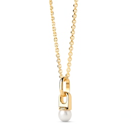PDPAOLA™ at Zales 5.0mm Freshwater Cultured Pearl Drop Pendant in Sterling Silver with 18K Gold Plate - 19”