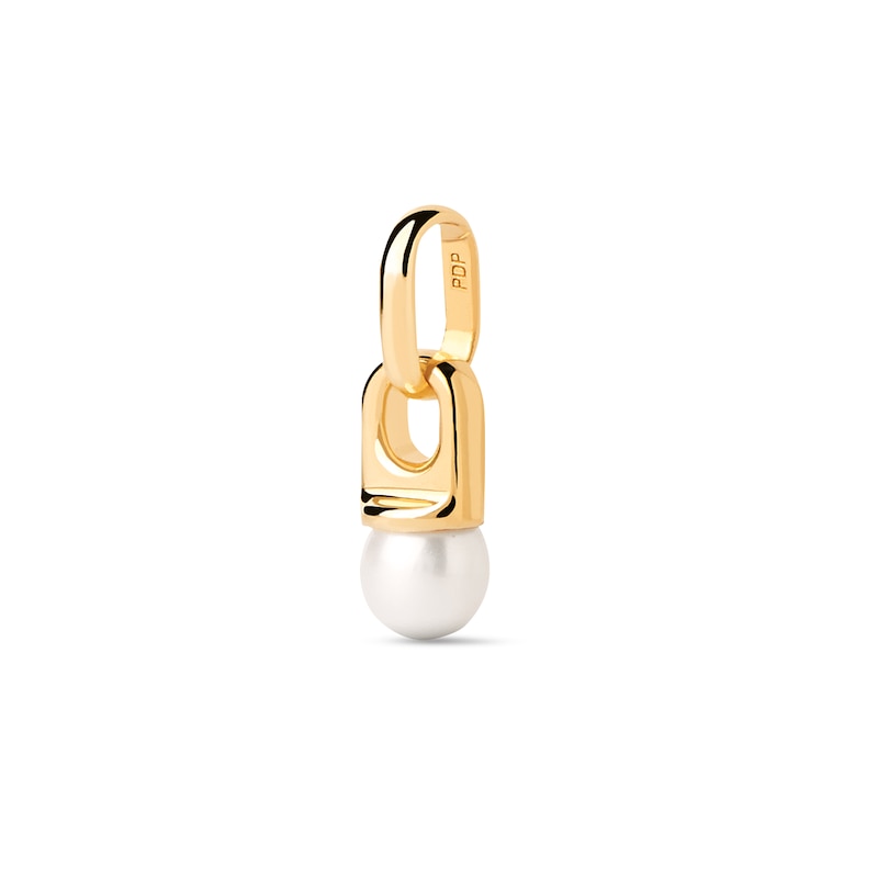 Main Image 3 of PDPAOLA™ at Zales 5.0mm Freshwater Cultured Pearl Drop Pendant in Sterling Silver with 18K Gold Plate - 19”