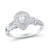 Thumbnail Image 1 of 1/3 CT. T.W. Pear-Shaped Diamond Double Frame Scrolling Vine Vintage-Style Engagement Ring in 14K White Gold