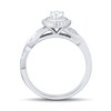 Thumbnail Image 2 of 1/3 CT. T.W. Pear-Shaped Diamond Double Frame Scrolling Vine Vintage-Style Engagement Ring in 14K White Gold