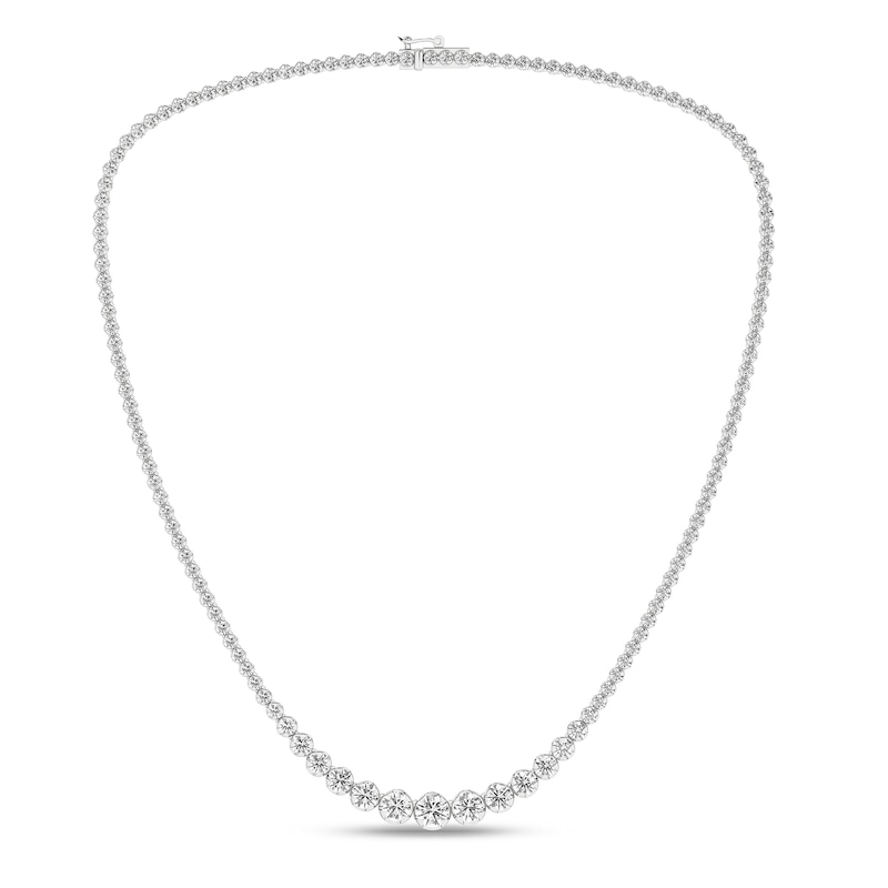 Main Image 1 of 7 CT. T.W. Lab-Grown Diamond Graduated Riviera Necklace in 14K White Gold (F/SI2) - 17”