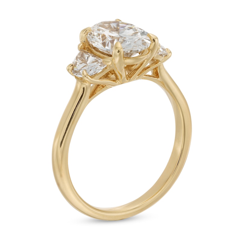 Main Image 3 of 2-5/8 CT. T.W. Oval and Half-Moon Certified Lab-Grown Diamond Three Stone Engagement Ring in 14K Gold (F/VS2)