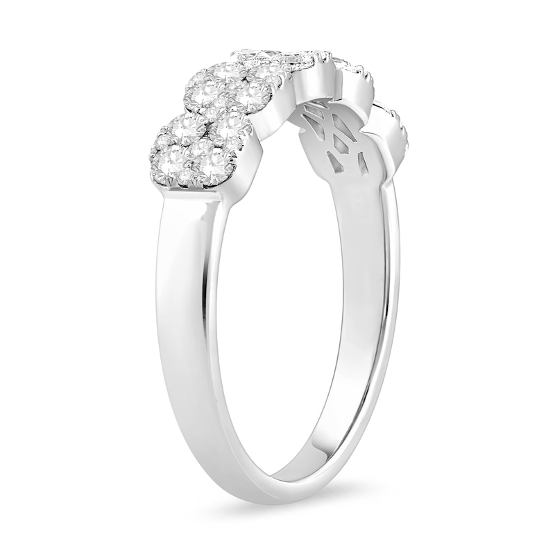 Main Image 2 of 3/4 CT. T.W. Cushion-Shaped Multi-Diamond Five Stone Anniversary Band in 14K White Gold