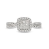 Thumbnail Image 3 of 1/2 CT. T.W. Princess-Cut Multi-Diamond Cushion-Shaped Frame Twist Shank Engagement Ring in 14K White Gold
