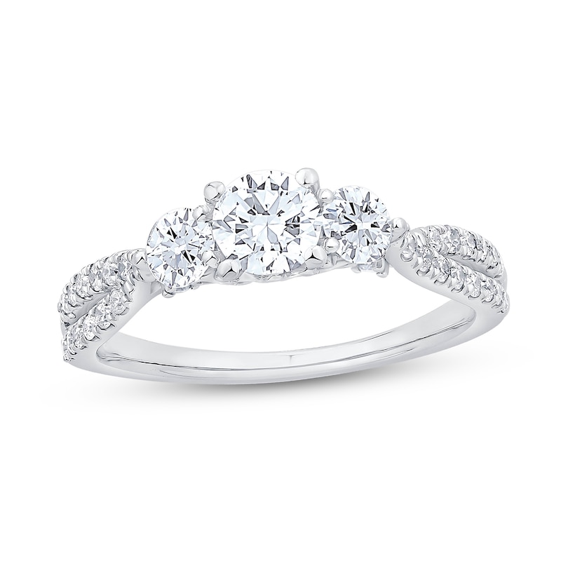 Main Image 1 of 1 CT. T.W. Diamond Three Stone Split Shank Engagement Ring in 14K White Gold