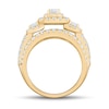 Thumbnail Image 2 of 2-1/2 CT. T.W. Emerald-Cut Diamond Double Frame Past Present Future® Multi-Row Engagement Ring in 14K Gold