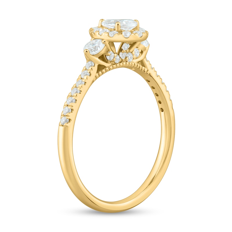 Main Image 2 of 3/4 CT. T.W. Pear-Shaped and Round Diamond Frame Past Present Future® Engagement Ring in 14K Gold
