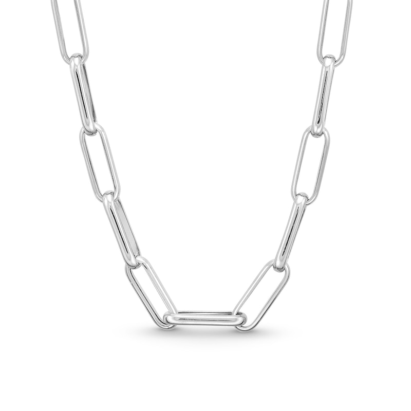 Main Image 1 of 10.0mm Paper Clip Chain Necklace in Hollow Sterling Silver - 18"