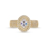 Thumbnail Image 4 of 1-1/3 CT. T.W. Oval Diamond Double Frame Multi-Row Shank Engagement Ring in 14K Gold