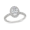 Thumbnail Image 1 of 2 CT. T.W. Oval Certified Lab-Grown Diamond Frame Engagement Ring in 14K White Gold (F/VS2)