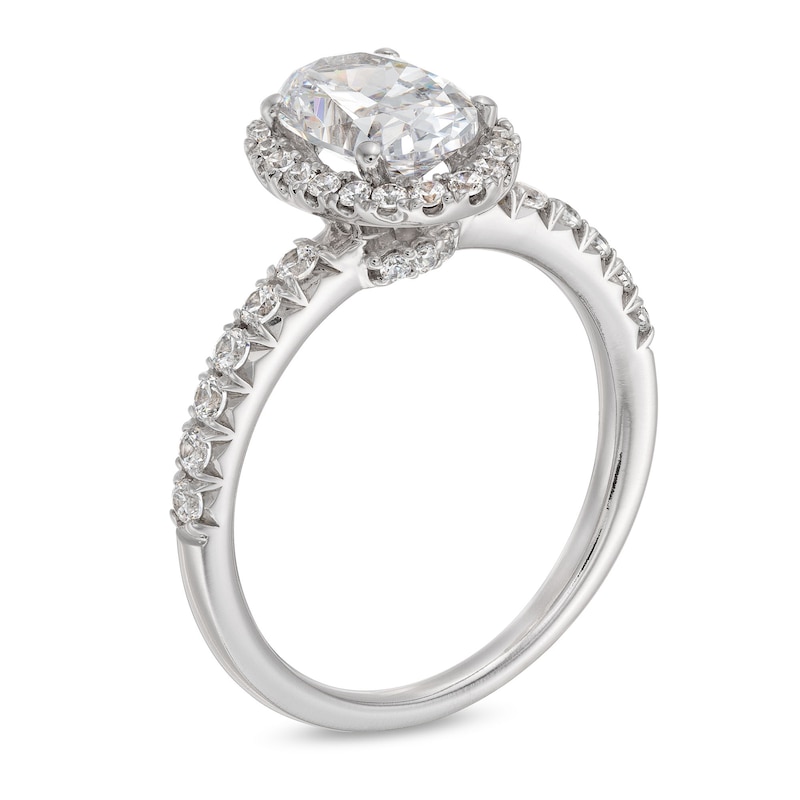 Main Image 3 of 2 CT. T.W. Oval Certified Lab-Grown Diamond Frame Engagement Ring in 14K White Gold (F/VS2)