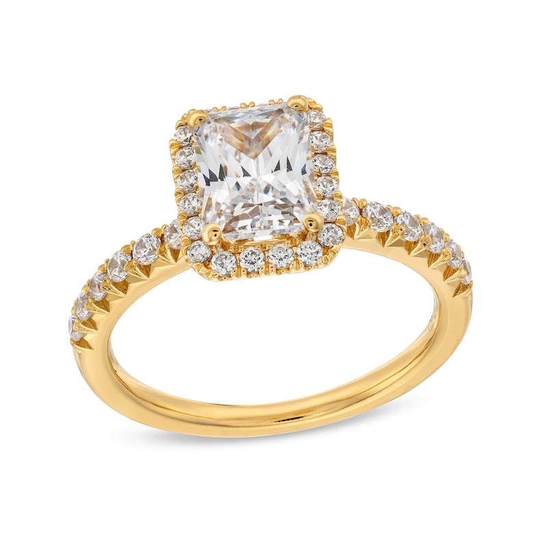Main Image 1 of 2 CT. T.W. Radiant-Cut Certified Lab-Grown Diamond Frame Engagement Ring in 14K Gold (F/VS2)