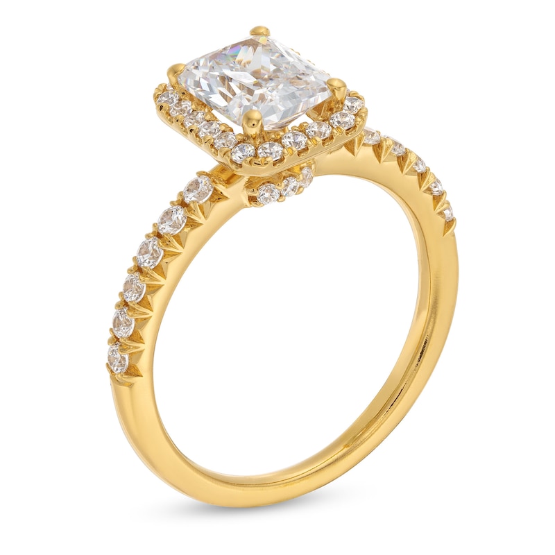 Main Image 3 of 2 CT. T.W. Radiant-Cut Certified Lab-Grown Diamond Frame Engagement Ring in 14K Gold (F/VS2)