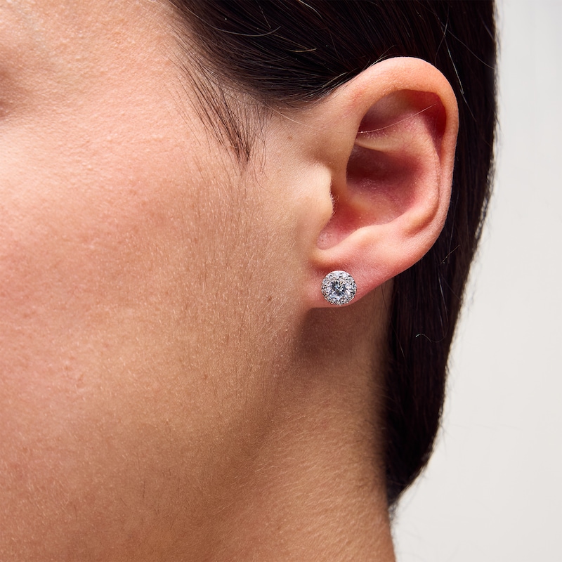 Main Image 2 of 1 CT. T.W. Certified Lab-Grown Diamond Frame Stud Earrings in 14K White Gold (F/SI2)