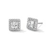 Thumbnail Image 1 of 1 CT. T.W. Princess-Cut Certified Lab-Grown Diamond Frame Stud Earrings in 14K White Gold (F/SI2)