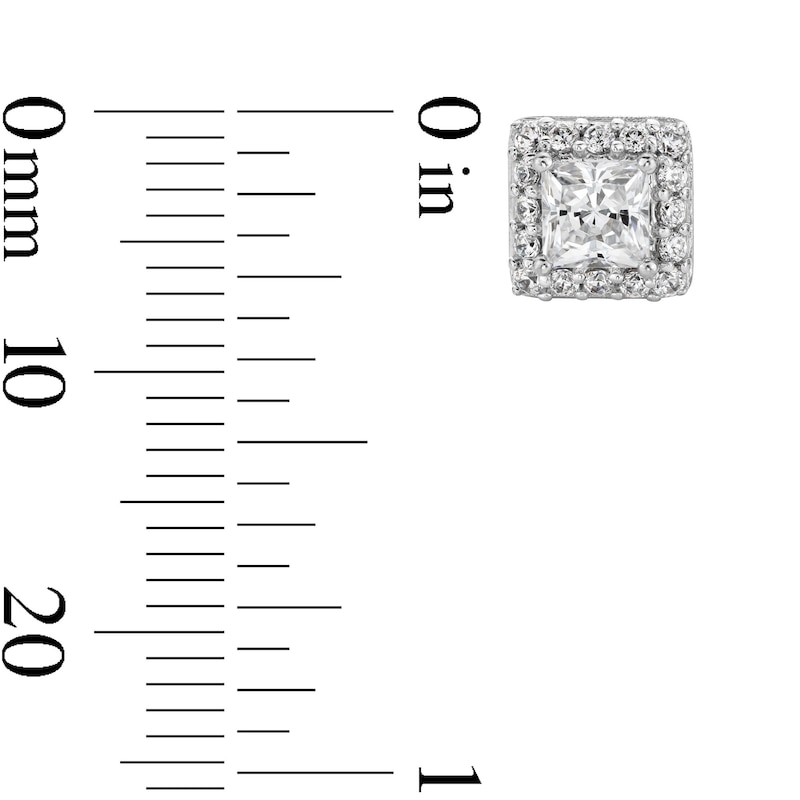 Main Image 3 of 1 CT. T.W. Princess-Cut Certified Lab-Grown Diamond Frame Stud Earrings in 14K White Gold (F/SI2)