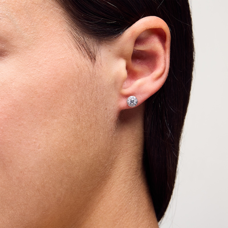 Main Image 2 of 1/2 CT. T.W. Certified Lab-Grown Diamond Frame Stud Earrings in 14K White Gold (F/SI2)