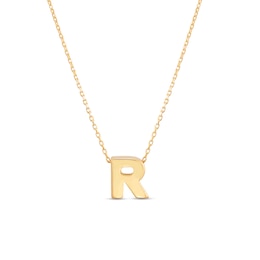 Single Initial “R” Pendant in Solid 10K Gold