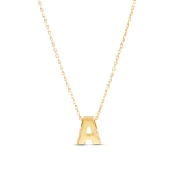 Single Initial “A” Pendant in Solid 10K Gold