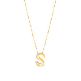Single Initial “S” Pendant in Solid 10K Gold