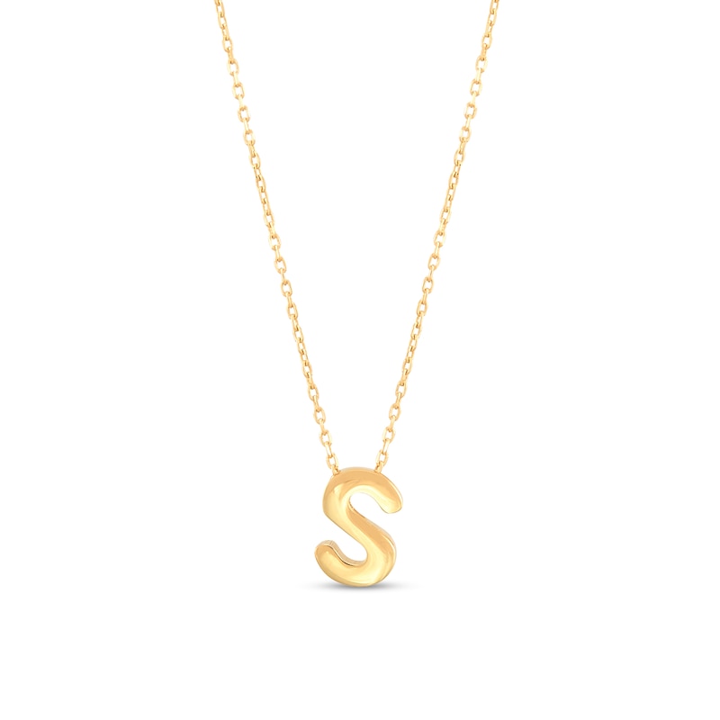 Main Image 1 of Single Initial “S” Pendant in Solid 10K Gold