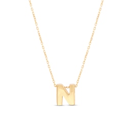 Single Initial “N” Pendant in Solid 10K Gold