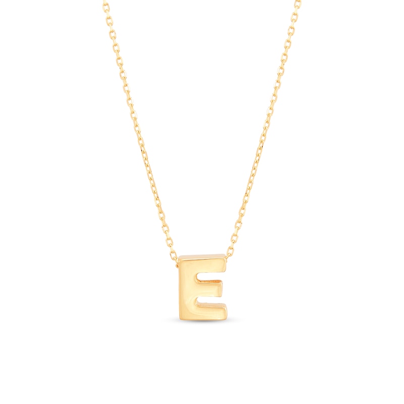Main Image 1 of Single Initial “E” Pendant in Solid 10K Gold