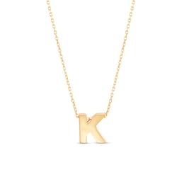 Single Initial “K” Pendant in Solid 10K Gold