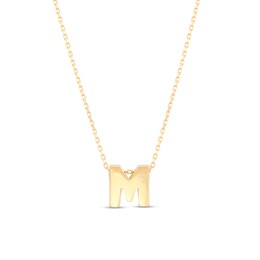 Single Initial “M” Pendant in Solid 10K Gold