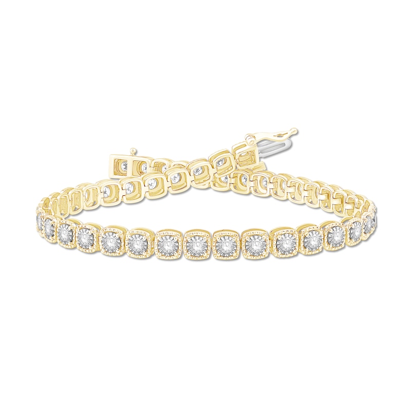 Main Image 1 of 2 CT. T.W. Diamond Miracle Square Link Bracelet in 10K Gold - 7.5"