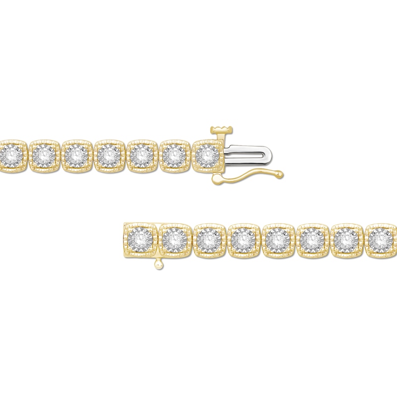 Main Image 3 of 2 CT. T.W. Diamond Miracle Square Link Bracelet in 10K Gold - 7.5"