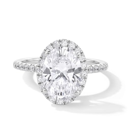 3-1/2 CT. T.W. Oval Certified Lab-Grown Diamond Frame Engagement Ring in 14K White Gold (F/VS2)