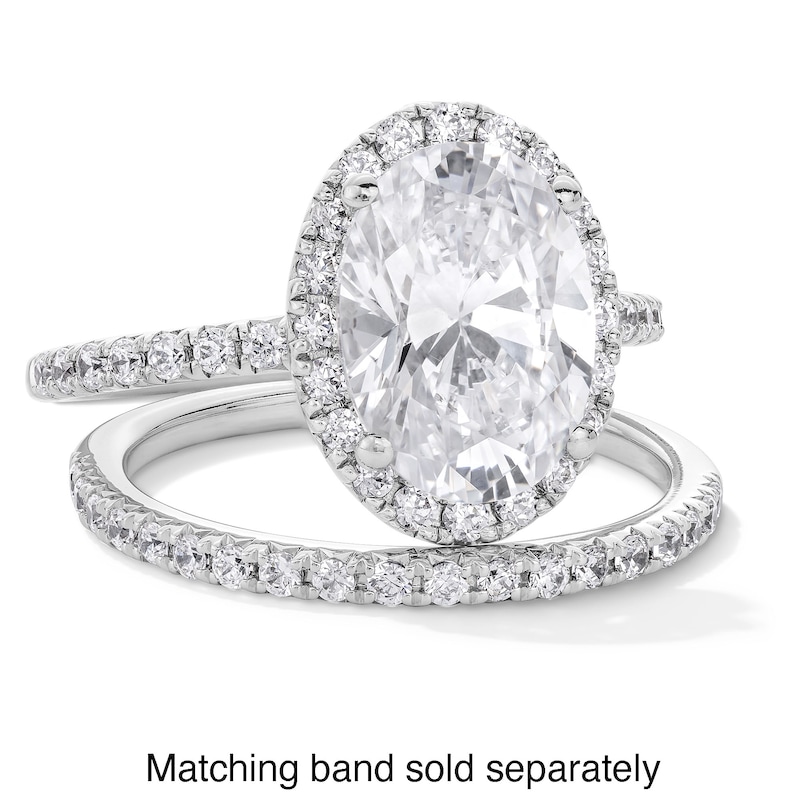 Main Image 3 of 3-1/2 CT. T.W. Oval Certified Lab-Grown Diamond Frame Engagement Ring in 14K White Gold (F/VS2)