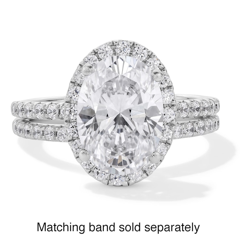Main Image 4 of 3-1/2 CT. T.W. Oval Certified Lab-Grown Diamond Frame Engagement Ring in 14K White Gold (F/VS2)