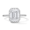 Thumbnail Image 1 of 3-1/2 CT. T.W. Emerald-Cut Certified Lab-Grown Diamond Frame Engagement Ring in 14K White Gold (F/VS2)